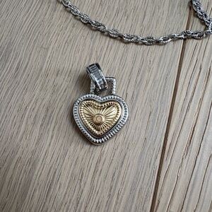 Elegant Silver and Gold Heart Pendant Necklace